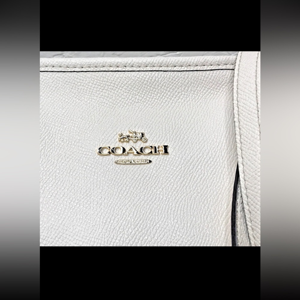 Coach City Zip Tote Shoulder Bag Large Chalk White Ivory Leather F58846 - Picture 3 of 16